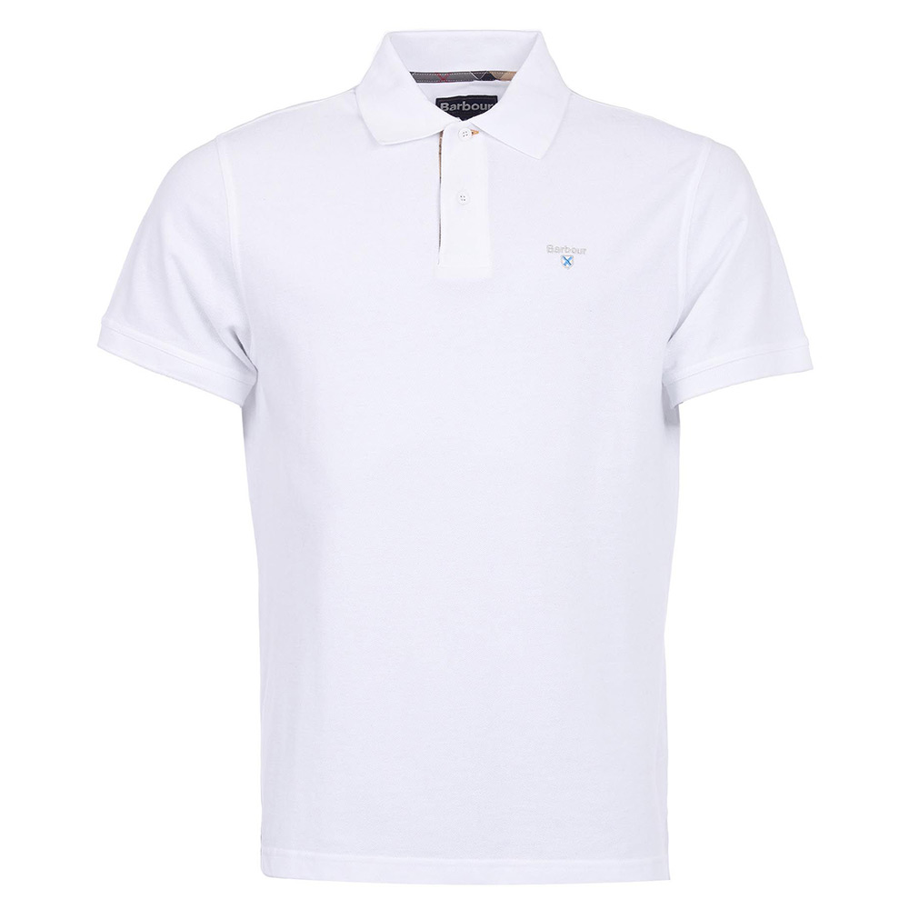 Heren polo Tartan Pique White/dress | Barbour