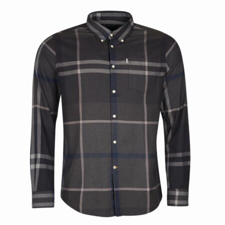Herenshirt Dunoon tailored fit Graphite | Barbour