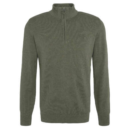 Herentrui Cotton half zip Olive Marl | Barbour