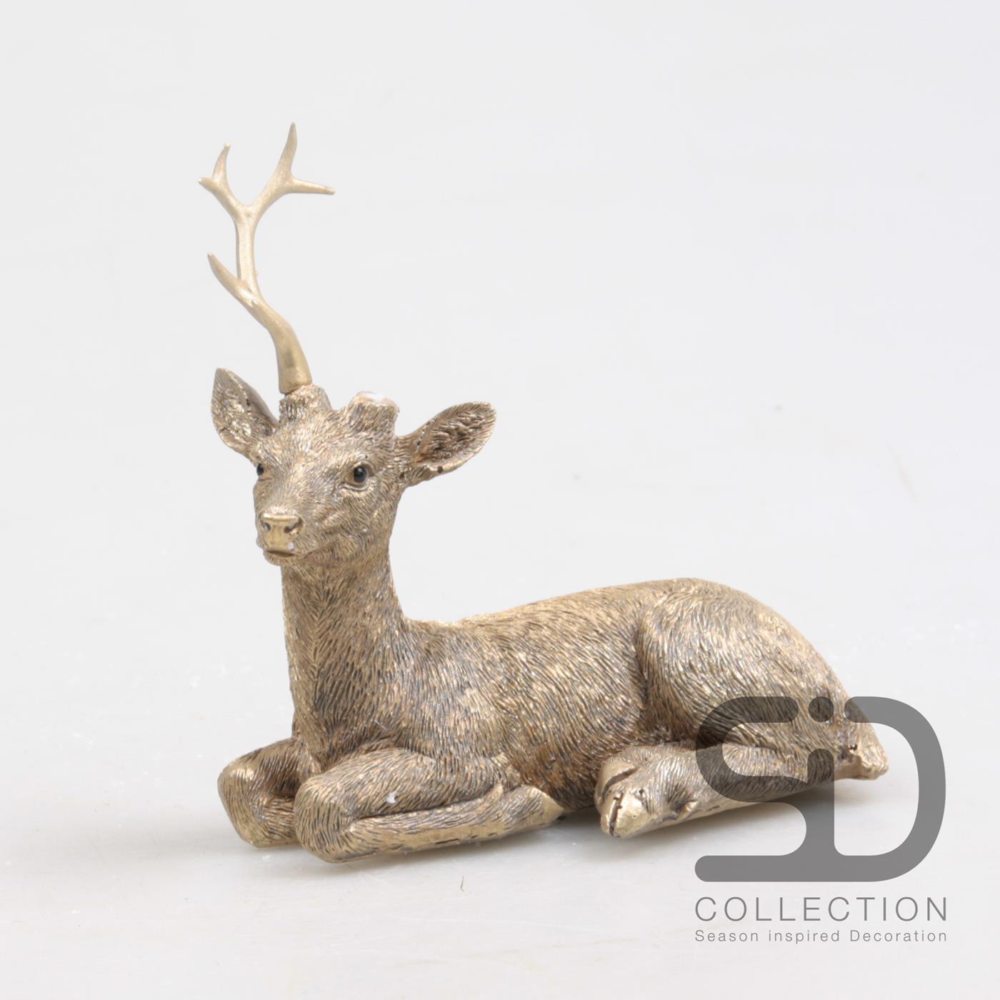 Hert liggend goud 11cm | Season Inspired Decoration