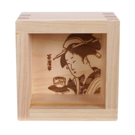 Houten Sake Kop Utamaro - Masu - 8 x 8 x 5cm | Tokyo Design Studio