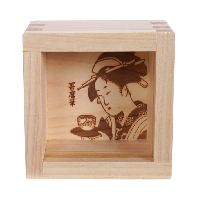 Houten Sake Kop Utamaro - Masu - 8 x 8 x 5cm | Tokyo Design Studio