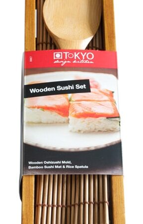 Houten Sushi Set met Spatel en Mat - Tokyo Design Studio - 26.5 x 6.5 x 7.8cm | Tokyo Design Studio