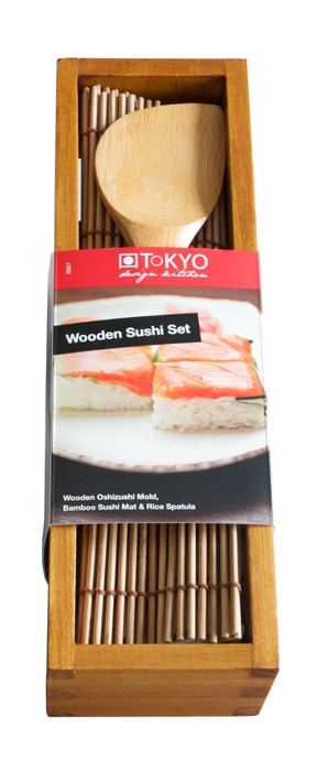 Houten Sushi Set met Spatel en Mat - Tokyo Design Studio - 26.5 x 6.5 x 7.8cm | Tokyo Design Studio