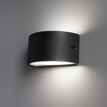 Hugo - LED Wandlamp Dimbaar - E27 Fitting - Vervangbare lichtbron- Modern - IP54 Voor binnen en buiten - Dubbelzijdig Up & Down Light - zwart | HOFTRONIC