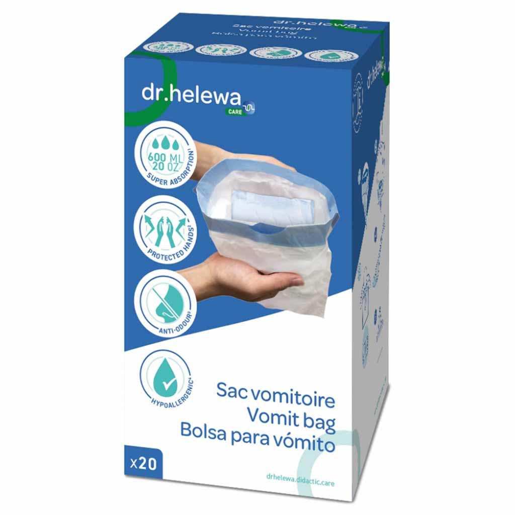 Hygiënische opvangzakken voor Braaksel | Dr Helewa | Verpakking 20 stuks | Sluitbaar | DH1040 | Dr Helewa