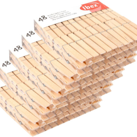 Ibex wasknijpers hout 5 pak van 48 stuks | Ibex