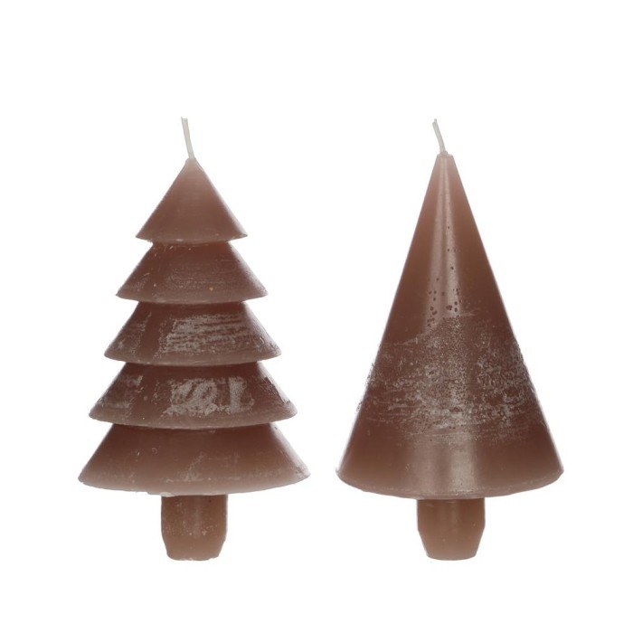 Ideas 4 Seasons kaars boom taupe 12x7cm |