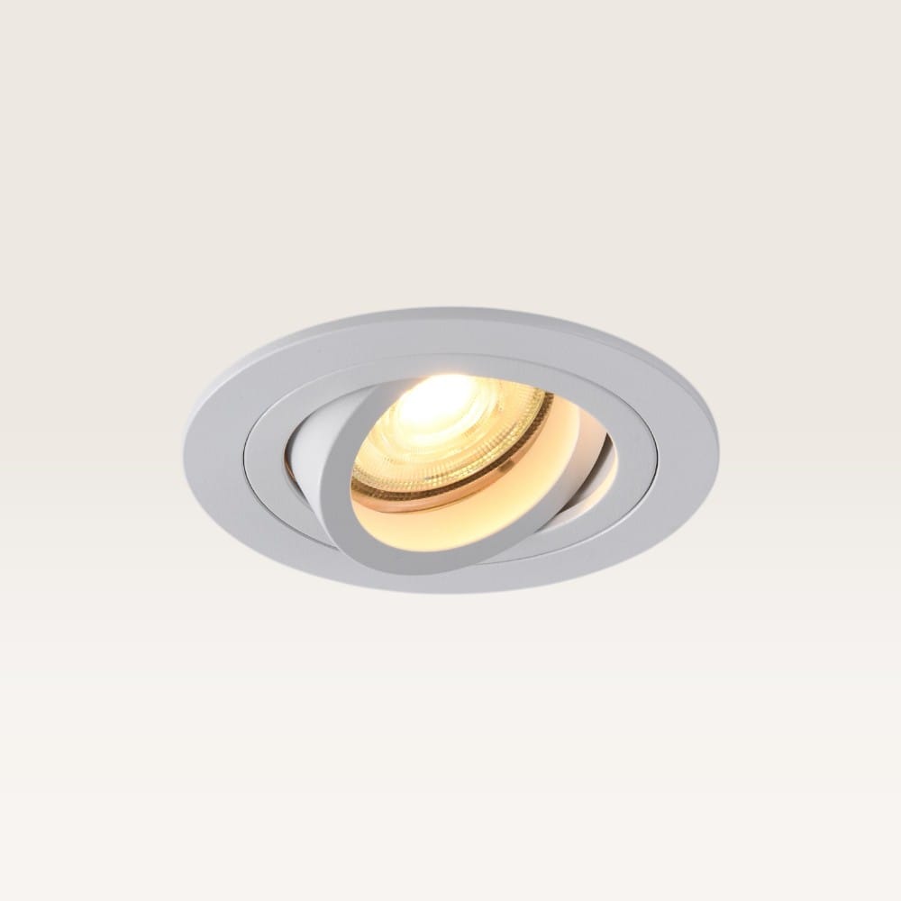 Inbouwspot Ovaro bianco - Diameter 92mm - Plat - GU10-fitting - IP20 voor binnen - Wit - Met doorlusbedrading | LUSENZ