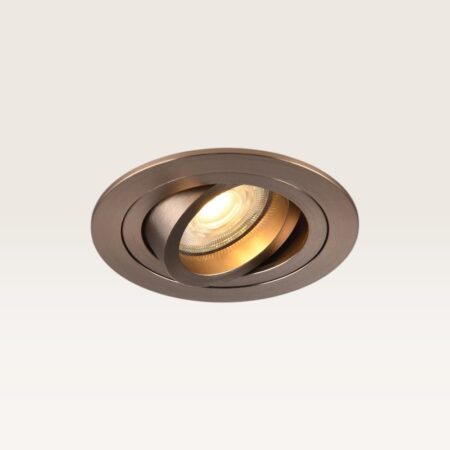Inbouwspot Ovaro caramello - Diameter 92mm - Plat - GU10-fitting - IP20 voor binnen - Bruin - Met doorlusbedrading | LUSENZ