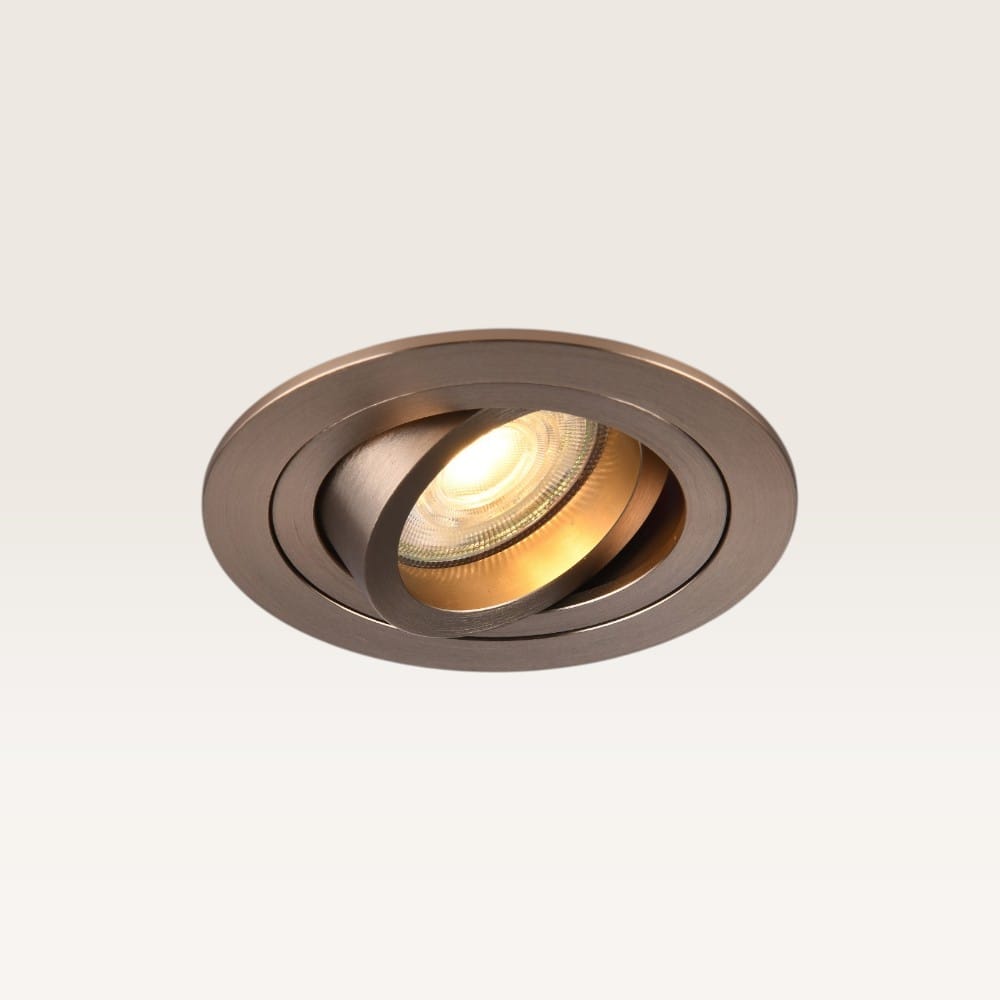 Inbouwspot Ovaro caramello - Diameter 92mm - Plat - GU10-fitting - IP20 voor binnen - Bruin - Met doorlusbedrading | LUSENZ