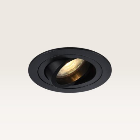 Inbouwspot Ovaro notte nera - Diameter 92mm - Plat - GU10-fitting - IP20 voor binnen - Zwart - Met doorlusbedrading | LUSENZ
