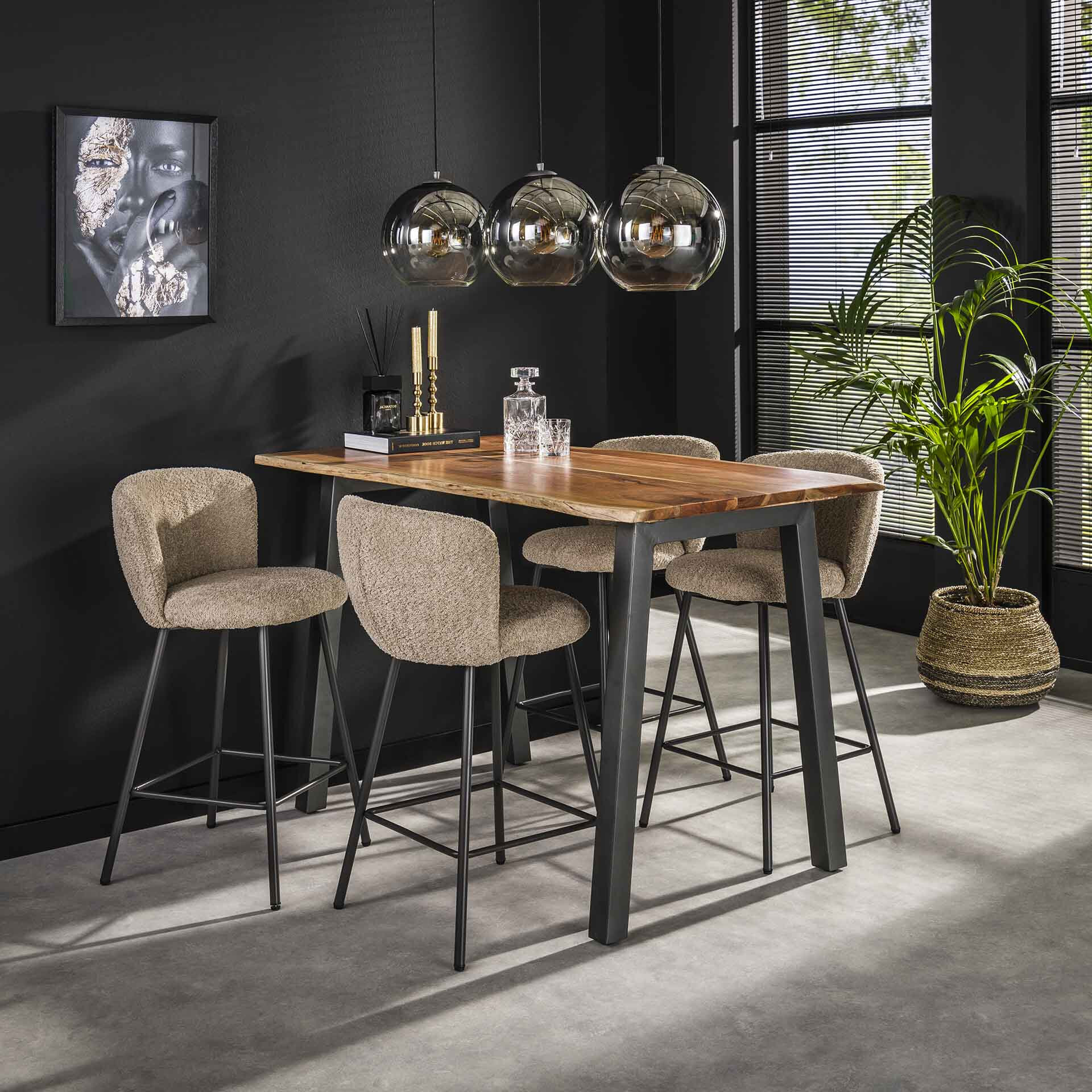 Industriele Boomstam Bartafel Judge 147 x 80cm - Massief acacia naturel | LifestyleFurn