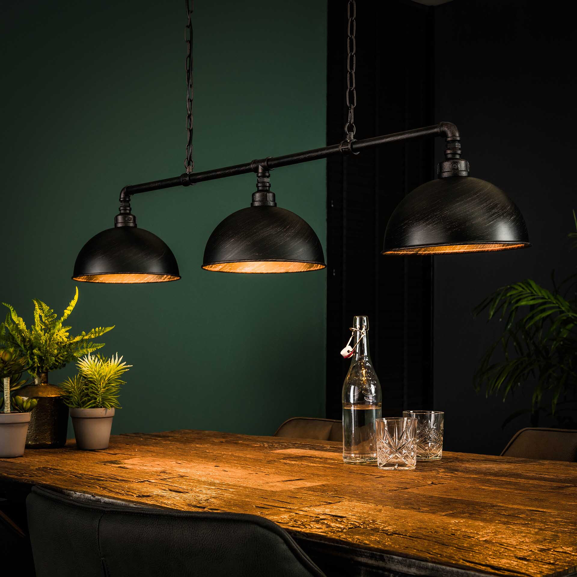 Industriële Hanglamp Barrett 3-lamps - Zwart | LifestyleFurn