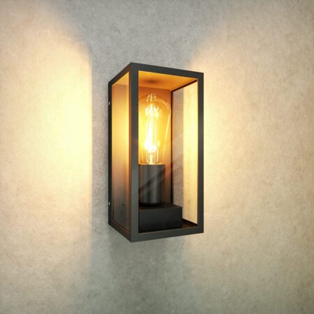 Industriële LED Wandlamp - Excl. E27 lichtbron - IP44 - Helder glas - Zwart | V-TAC