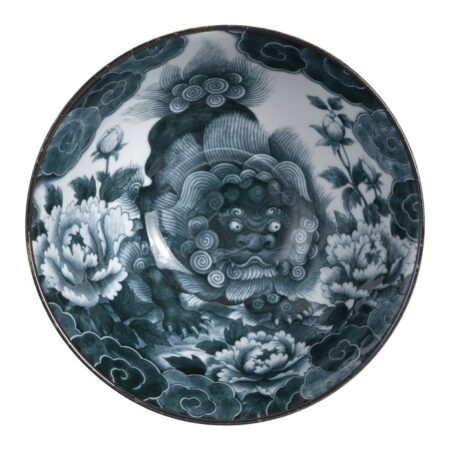Japans Dinerbord - Tokyo Design Studio - Japonism Lion Peony - Zwart - 28cm | Tokyo Design Studio