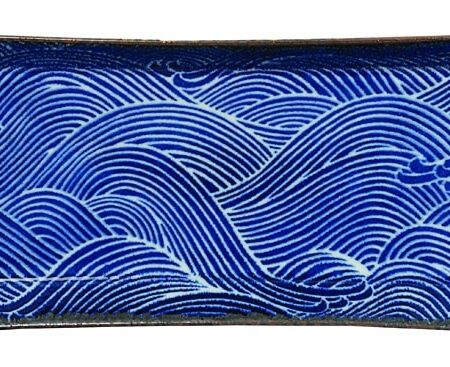 Japans porseleinen bord - Seigaiha - 23 x 11.5 x 2.3cm | Tokyo Design Studio