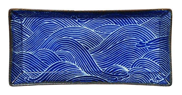 Japans porseleinen bord - Seigaiha - 23 x 11.5 x 2.3cm | Tokyo Design Studio