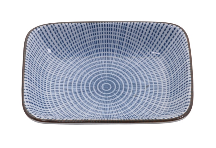 Japans sausschaaltje - Sendan Tokusa - blauw radiaal patroon - 9.3 x 7 x 2.3 cm | Tokyo Design Studio