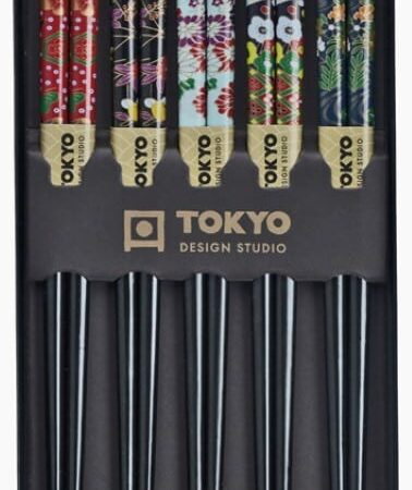 Japanse Eetstokjes - Tokyo Design Studio - Black Flower - 5 paar | Tokyo Design Studio