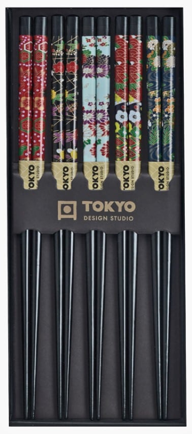 Japanse Eetstokjes - Tokyo Design Studio - Black Flower - 5 paar | Tokyo Design Studio