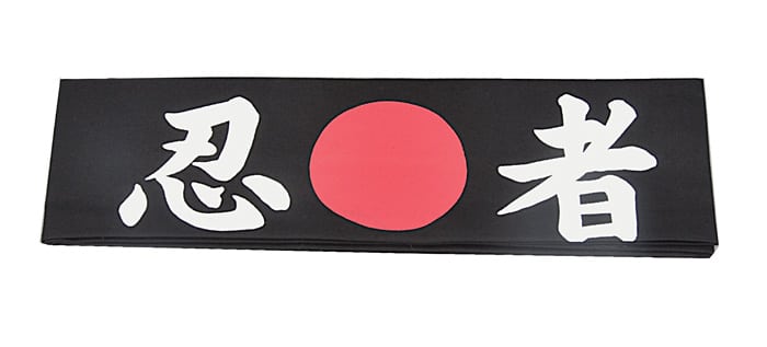 Japanse Hoofdband Ninja - Zwart met Rode Cirkel en Witte Karakters | Tokyo Design Studio