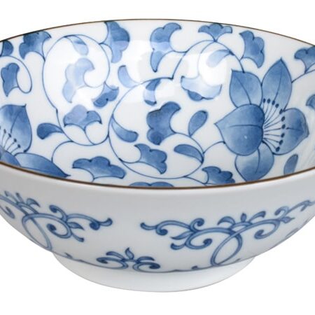 Japanse Keramische Kom - Tokyo Design Studio - Blauw/Witte Klokjesbloem - 19.5 x 7.5cm 1000ml | Tokyo Design Studio