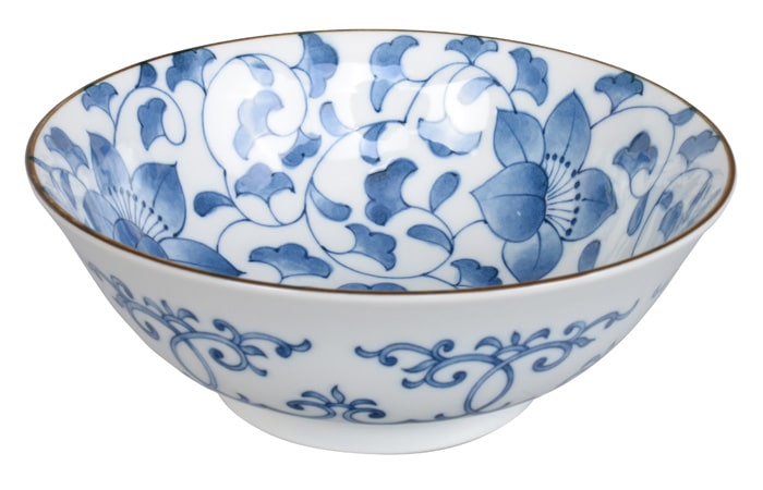 Japanse Keramische Kom - Tokyo Design Studio - Blauw/Witte Klokjesbloem - 19.5 x 7.5cm 1000ml | Tokyo Design Studio