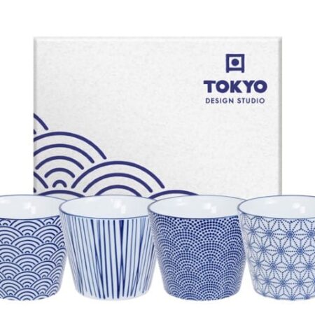 Japanse Koppen Set - Nippon Blue - Tokyo Design Studio - 4-delig - 180ml - 8.3x6.5cm | Tokyo Design Studio