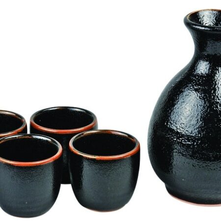 Japanse Sake Set Zwart/Oranje Yuzu - 250ml - 4.2 x 13cm | Tokyo Design Studio