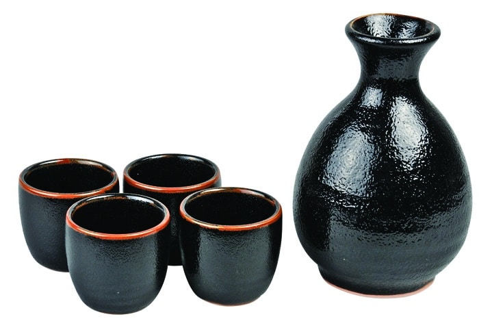 Japanse Sake Set Zwart/Oranje Yuzu - 250ml - 4.2 x 13cm | Tokyo Design Studio
