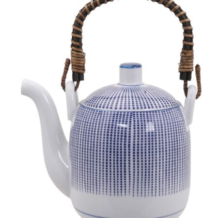 Japanse Theepot - Sendan Tokusa - Blauw/Wit Patroon - 600ml 14.7 x 13.7cm | Tokyo Design Studio