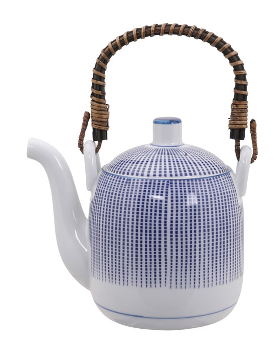Japanse Theepot - Sendan Tokusa - Blauw/Wit Patroon - 600ml 14.7 x 13.7cm | Tokyo Design Studio