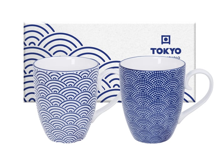Japanse keramieken mokkenset - Nippon Blue - Tokyo Design Studio - 2-delig - 380ml - 8.5 x 10.2cm | Tokyo Design Studio