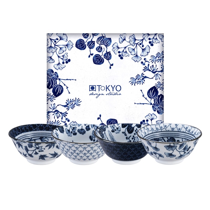 Japanse keramische kommen - Tokyo Design Studio - Flora Japonica - 4-delig - 500ml - 15