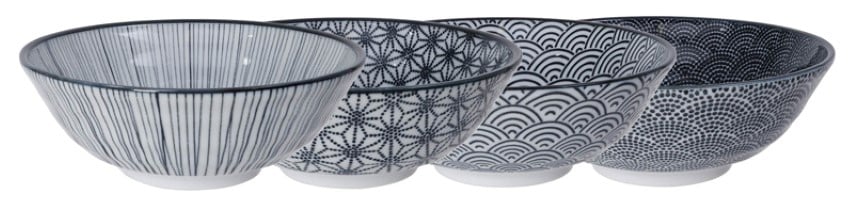 Japanse keramische kommen - Tokyo Design Studio - Nippon Black - 4-delig - 1000ml - 21x7.8cm | Tokyo Design Studio