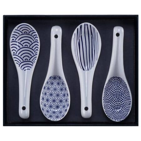 Japanse keramische lepels - Tokyo Design Studio Nippon Blue - 4-delig - 13.8 x 4.8cm | Tokyo Design Studio