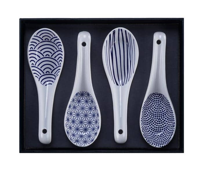 Japanse keramische lepels - Tokyo Design Studio Nippon Blue - 4-delig - 13.8 x 4.8cm | Tokyo Design Studio