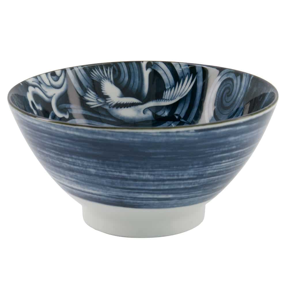 Japanse porseleinen ramenkom - Tokyo Design Studio - Japonism Crane - 1000ml - 17.8x8.8cm | Tokyo Design Studio