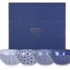 Japanse porseleinen rijstkommen - Nippon Blue - Tokyo Design Studio - 4-delig - 500ml - 15.2 x 6.7cm | Tokyo Design Studio