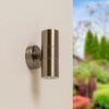 Jasmin LED Wandlamp - Dimbaar - 2x GU10 Fitting - IP44 - Up & Down Light - RVS - Voor binnen en buiten - Modern | HOFTRONIC
