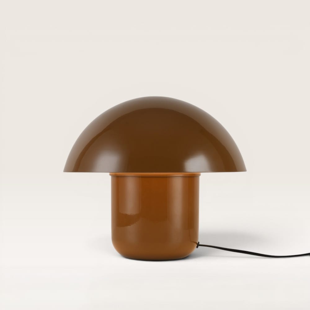 Javera - Mushroom lamp 25 cm - Dressoir lamp - E14 fitting - Bruin metaal - Met aan/uit-schakelaar | LUSENZ