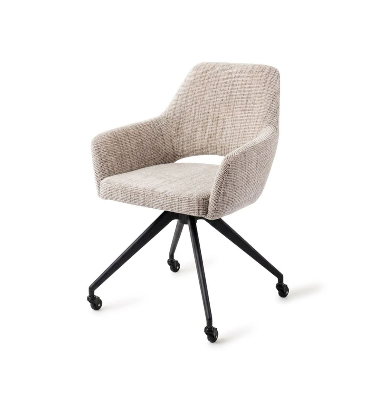 Jesper Home Draaibare Eetkamerstoel Yanai Glide Black - Caramel Grid | Jesper Home