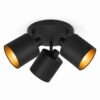 Jimmy LED Plafondspot - 3 spots - Kantelbaar - Draaibaar - Zwart/Goud - E14 fitting - IP20 voor binnen - Textiel spot | HOFTRONIC