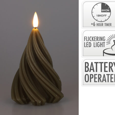 Kaars LED boom gedraaid H13cm taupe | Home & Styling