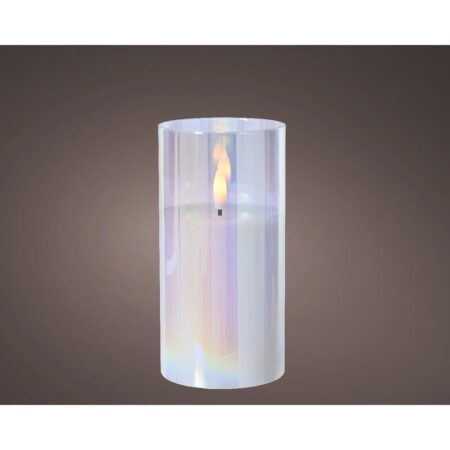 Kaars LED in glas iriserend 15cm | Lumineo
