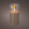 Kaars LED in glas vlam effect 15cm grijs | Lumineo