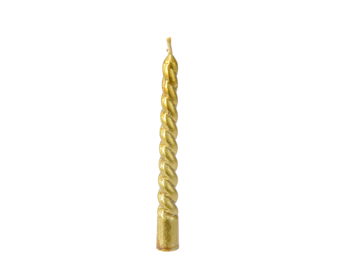 Kaars Swirl goud H10cm set a 8 st. | Decoris