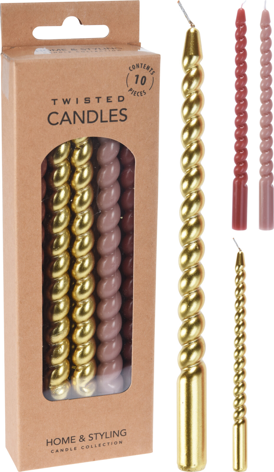 Kaarsjes gedraaid mini 17cm set a 10 | Home & Styling