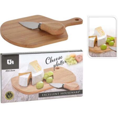 Kaasplank bamboe 20x13cm met kaasmes | Excellent Houseware